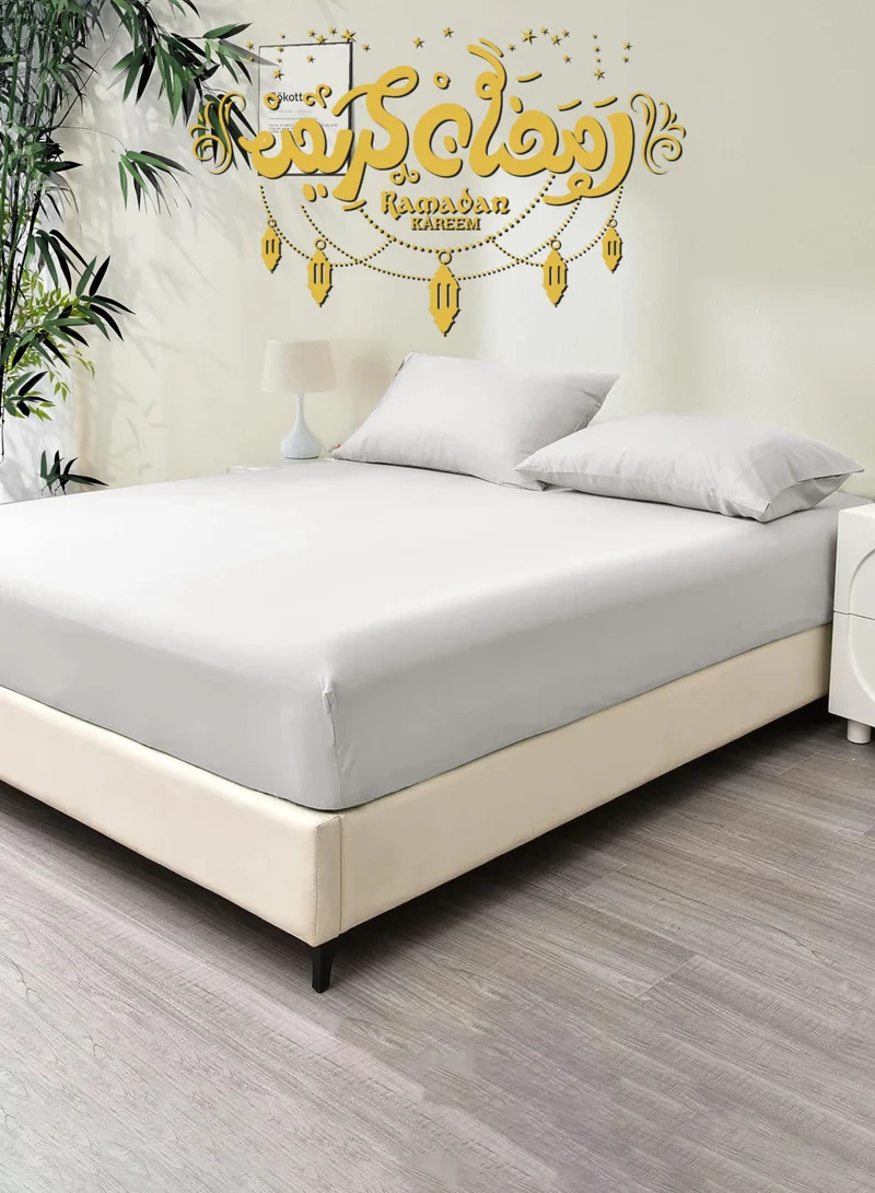 Master Home Textile Single 100% Rayon Of Bamboo Cooling Fitted Sheet, Fitted Sheet With Elastic 120x200+30 cm, Breathable Silky Soft, Single Size 2 Pieces